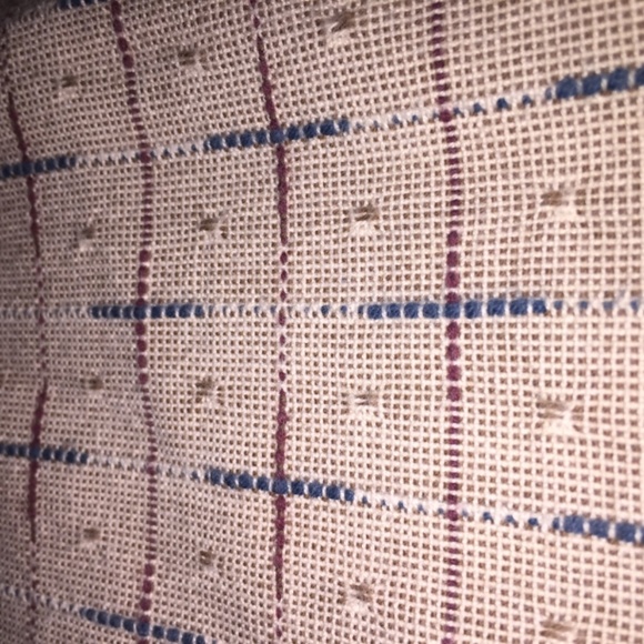 Tan burgundy and denim blue Textile Textured button-down shirt - Picture 4 of 5